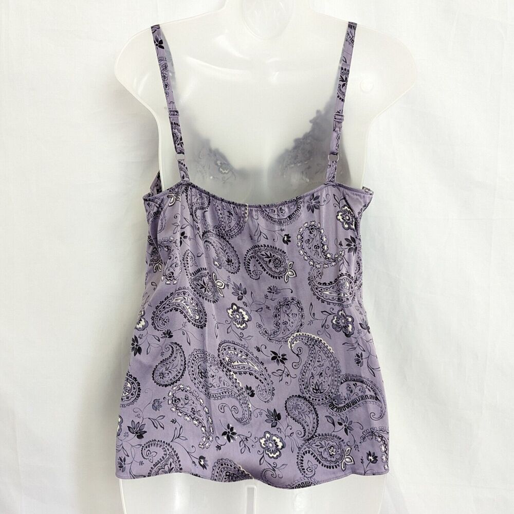 Apt. 9 Purple Paisley Silk Blend Camisole Lace Crochet Bead Trim Size L Romantic - Picture 4 of 9
